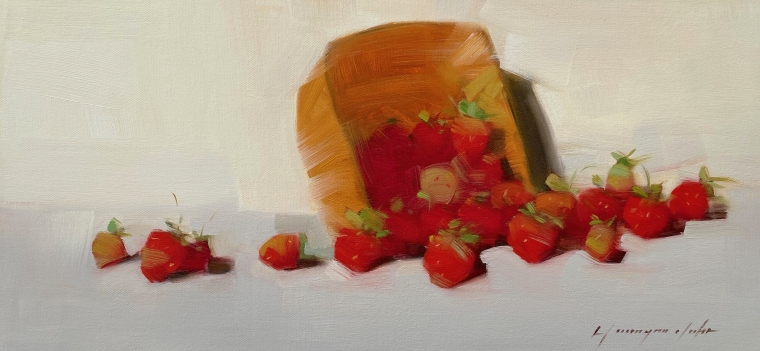 Strawberries, Original oil Painting, Handmade artwork, One of a Kind                